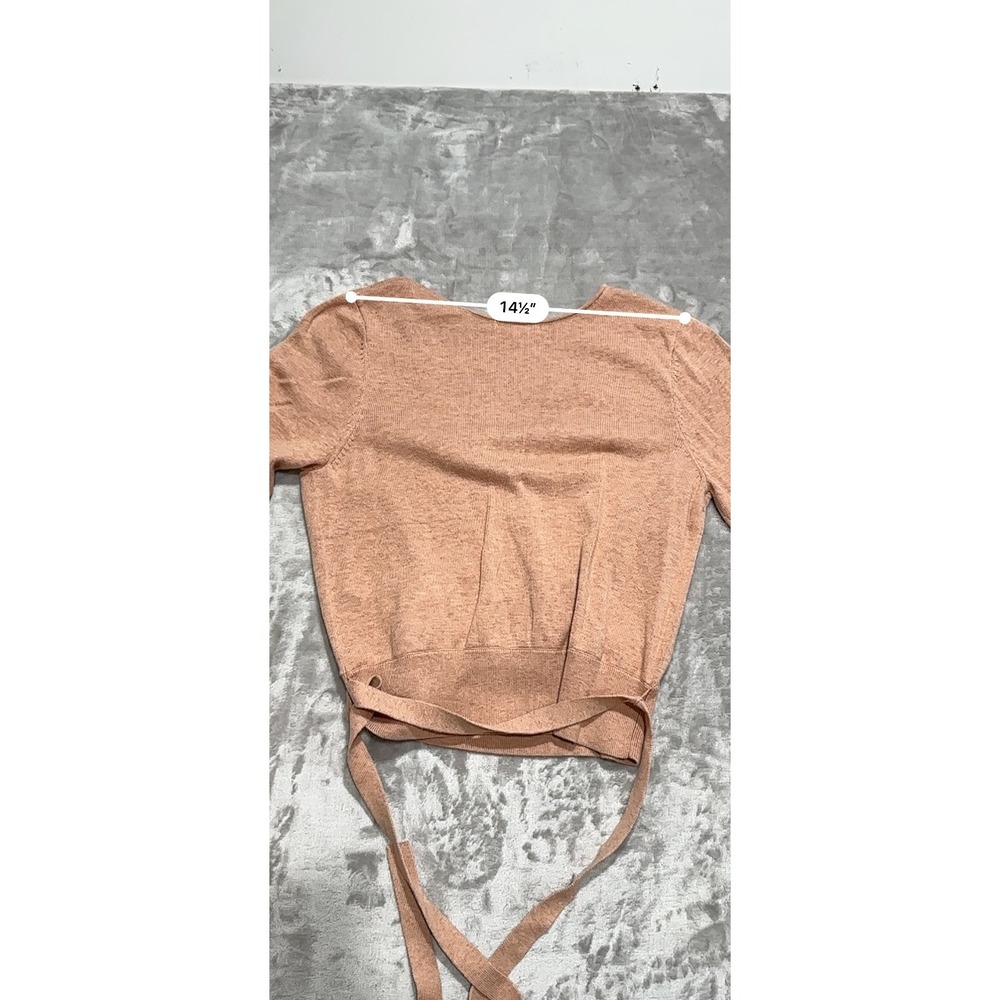 SPLENDID Top Pullover Women's Size Small Salmon Pink V-Neck Tie Off Long Sleeve - Picture 7 of 9